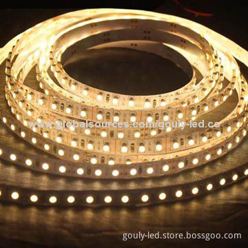Flexible LED Strip with Warm White, 120 Pieces of 3528 SMD LEDs/Meter, 48W Power Consumption